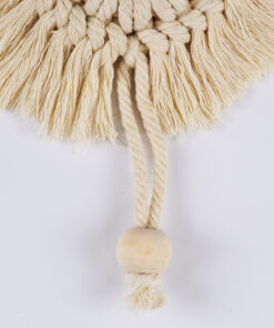 GloboStar® 35015 Διακοσμητικό Κρεμαστό Μακραμέ Κρίκος Χειροποίητο Μπεζ Φ14cm