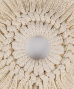 GloboStar® 35015 Διακοσμητικό Κρεμαστό Μακραμέ Κρίκος Χειροποίητο Μπεζ Φ14cm