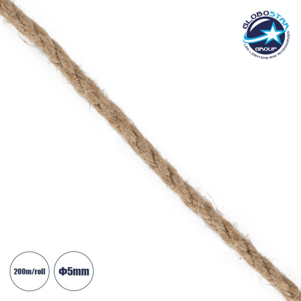 GloboStar® DECOR-ROPE 35050 Εύκαμπτο Διακοσμητικό Σχοινί Τριχιά Πλεκτό 200 Μέτρα Διαμέτρου 5mm Μπεζ D5mm x L200m