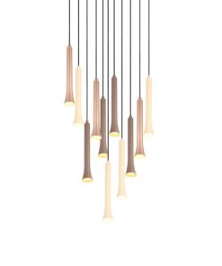 Κρεμαστό Φωτιστικό Ροζέτα με 11 Σποτ Μαύρο Ματ-Καφέ-Taupe FIATO LED 33W CCT 4400lm Step Dimmable Trio Lighting – 352091117