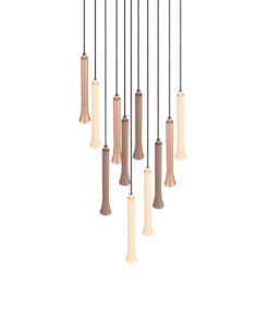 Κρεμαστό Φωτιστικό Ροζέτα με 11 Σποτ Μαύρο Ματ-Καφέ-Taupe FIATO LED 33W CCT 4400lm Step Dimmable Trio Lighting – 352091117