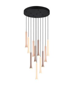 Κρεμαστό Φωτιστικό Ροζέτα με 11 Σποτ Μαύρο Ματ-Καφέ-Taupe FIATO LED 33W CCT 4400lm Step Dimmable Trio Lighting – 352091117