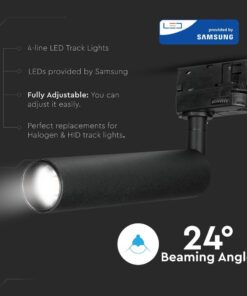 LED Φωτιστικό Ράγας Μαύρο 7W V-TAC PRO Samsung Chip COB CRI >90 24° 420lm Θερμό Λευκό 3000K – 353