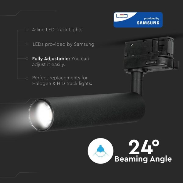 LED Φωτιστικό Ράγας Μαύρο 7W V-TAC PRO Samsung Chip COB CRI >90 24° 420lm  Θερμό Λευκό 3000K – 353