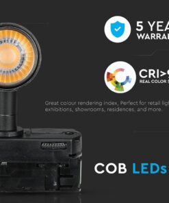 LED Φωτιστικό Ράγας Μαύρο 7W V-TAC PRO Samsung Chip COB CRI >90 24° 420lm Θερμό Λευκό 3000K – 353