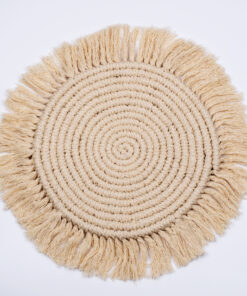 GloboStar® 35302 Μακραμέ Σουπλά Χειροποίητο Μπεζ Φ36cm