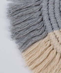 GloboStar® 35304 Μακραμέ Σουπλά Χειροποίητο Δίχρωμο Γκρι – Μπεζ Φ34cm