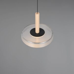 Κρεμαστό Μονόφωτο Ξύλο+Φιμέ Γυαλί CELESTE LED 10W 1100lm Step Dimmable 3000Κ Trio Lighting – 354910132