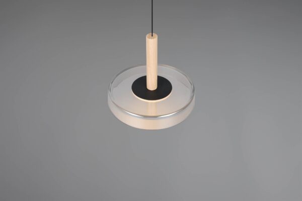 Κρεμαστό Μονόφωτο Ξύλο+Φιμέ Γυαλί CELESTE LED 10W 1100lm Step Dimmable 3000Κ Trio Lighting – 354910132
