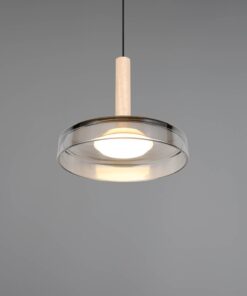 Κρεμαστό Μονόφωτο Ξύλο+Φιμέ Γυαλί CELESTE LED 10W 1100lm Step Dimmable 3000Κ Trio Lighting – 354910132