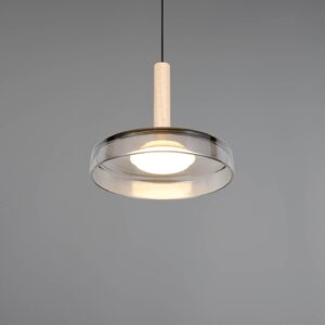 Κρεμαστό Μονόφωτο Ξύλο+Φιμέ Γυαλί CELESTE LED 10W 1100lm Step Dimmable 3000Κ Trio Lighting – 354910132