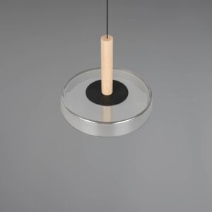 Κρεμαστό Μονόφωτο Ξύλο+Φιμέ Γυαλί CELESTE LED 10W 1100lm Step Dimmable 3000Κ Trio Lighting – 354910132