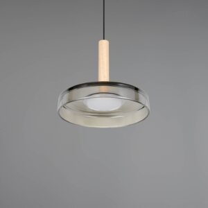Κρεμαστό Μονόφωτο Ξύλο+Φιμέ Γυαλί CELESTE LED 10W 1100lm Step Dimmable 3000Κ Trio Lighting – 354910132