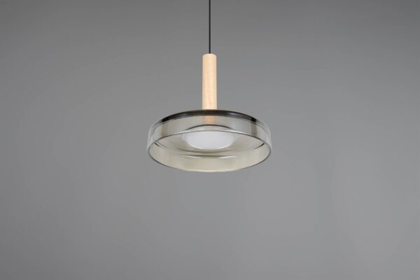 Κρεμαστό Μονόφωτο Ξύλο+Φιμέ Γυαλί CELESTE LED 10W 1100lm Step Dimmable 3000Κ Trio Lighting – 354910132