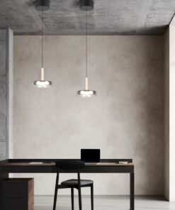 Κρεμαστό Μονόφωτο Ξύλο+Φιμέ Γυαλί CELESTE LED 10W 1100lm Step Dimmable 3000Κ Trio Lighting – 354910132