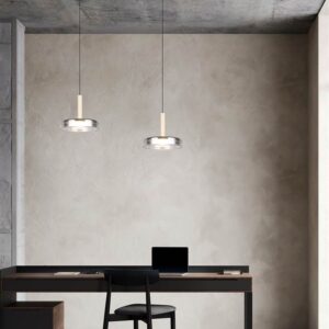 Κρεμαστό Μονόφωτο Ξύλο+Φιμέ Γυαλί CELESTE LED 10W 1100lm Step Dimmable 3000Κ Trio Lighting – 354910132