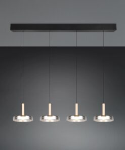 Κρεμαστό Φωτιστικό Ράγα με 4 Σποτ Ξύλο+Φιμέ Γυαλί CELESTE LED 30W 3000lm Step Dimmable 3000Κ Trio Lighting – 354910432