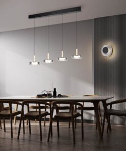 Κρεμαστό Φωτιστικό Ράγα με 4 Σποτ Ξύλο+Φιμέ Γυαλί CELESTE LED 30W 3000lm Step Dimmable 3000Κ Trio Lighting – 354910432