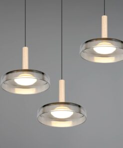 Κρεμαστό Φωτιστικό Ροζέτα με 3 Σποτ Ξύλο+Φιμέ Γυαλί CELESTE LED 22.5W 2250lm Step Dimmable 3000Κ Trio Lighting – 354930332