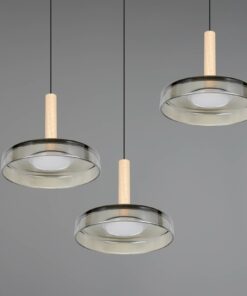 Κρεμαστό Φωτιστικό Ροζέτα με 3 Σποτ Ξύλο+Φιμέ Γυαλί CELESTE LED 22.5W 2250lm Step Dimmable 3000Κ Trio Lighting – 354930332