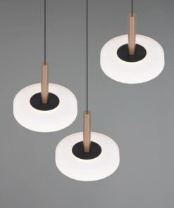 Κρεμαστό Φωτιστικό Ροζέτα με 3 Σποτ Καφέ+Λευκό Γυαλί CELESTE LED 22.5W 2250lm Step Dimmable 3000Κ Trio Lighting – 354930365