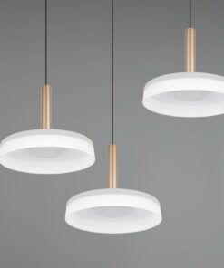 Κρεμαστό Φωτιστικό Ροζέτα με 3 Σποτ Καφέ+Λευκό Γυαλί CELESTE LED 22.5W 2250lm Step Dimmable 3000Κ Trio Lighting – 354930365