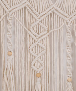 GloboStar® 35500 Μακραμέ Κουρτίνα Χειροποίητη Μπεζ Π100 x Υ180cm