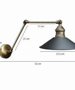 GloboStar® HAWK 204-0114 Μοντέρνο Επιτοίχειο Φωτιστικό Απλίκα Μονόφωτο 1 x E27 IP20 Χρυσό Μέταλλο με Μαύρο Πλαστικό – Μ21,5 x Π21,5 x Υ52cm