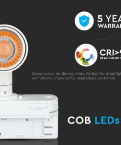 LED Φωτιστικό Ράγας Λευκό 15W V-TAC PRO Samsung Chip COB CRI >90 24° 1050lm Θερμό Λευκό 3000K – 356