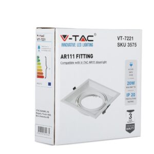 Χωνευτή Βάση 1xAR111 V-TAC Ρυθμιζόμενη Λευκή Αλουμίνιο – 3575