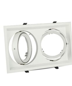 Χωνευτή Βάση 2xAR111 V-TAC Ρυθμιζόμενη Λευκή Αλουμίνιο – 3576