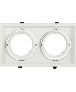 Χωνευτή Βάση 2xAR111 V-TAC Ρυθμιζόμενη Λευκή Αλουμίνιο – 3576