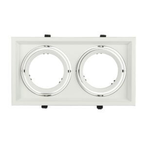 Χωνευτή Βάση 2xAR111 V-TAC Ρυθμιζόμενη Λευκή Αλουμίνιο – 3576