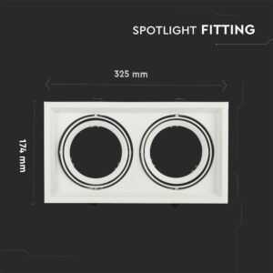 Χωνευτή Βάση 2xAR111 V-TAC Ρυθμιζόμενη Λευκή Αλουμίνιο – 3576