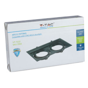 Χωνευτή βάση 2xAR111 Μαύρο σώμα V-TAC – 3582