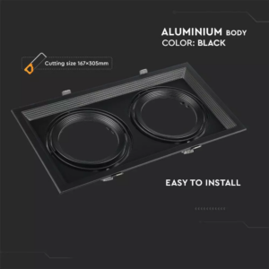 Χωνευτή βάση 2xAR111 Μαύρο σώμα V-TAC – 35821