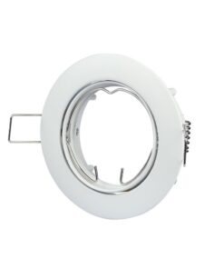 Στρογγυλό πλαίσιο για σποτ, λευκό, με ελατήρια στερέωσης, κατάλληλο για κρυφό φωτισμό οροφής.