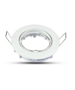 Λευκό σποτ οροφής μεταλλικό, συμβατό με λάμπες LED, διακοσμητικό και λειτουργικό για σαλόνια και κουζίνες.