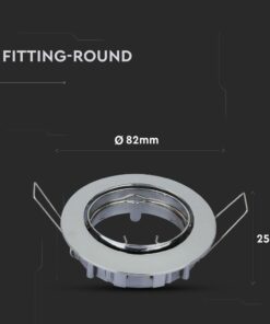 Στρογγυλό κολάρο φωτιστικού, μέταλλο, διαμέτρου 82mm, ύψος 25mm, για ενσωμάτωση σε οροφές.