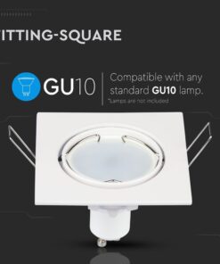 Τετράγωνο σποτ οροφής για λάμπες GU10, συμβατό με τυπικές λάμπες χωρίς να περιλαμβάνονται.