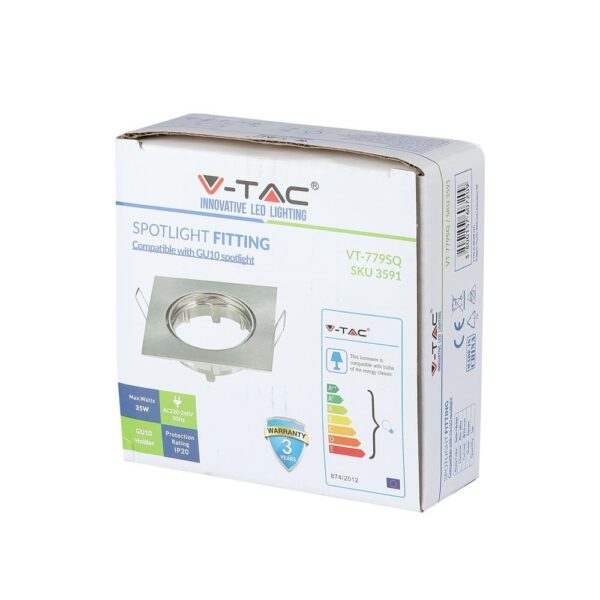 Καλούπι προβολέα V-TAC VT-779SQ για σποτ GU10, 35W, IP20, με 3ετή εγγύηση. Κατάλληλο για εσωτερική χρήση.