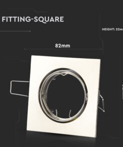 Τετράγωνη βάση σποτ, ασημί μεταλλική, διαστάσεις 82x82mm, ύψος 22mm. Ιδανική για ενσωμάτωση φωτιστικών σωμάτων.