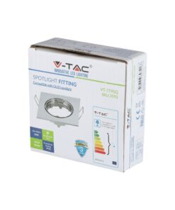 Υποδοχή σποτ GU10 V-TAC VT-779SQ, ασημένιο, μέγ. ισχύς 35W, προστασία IP20, εγγύηση 3 έτη.