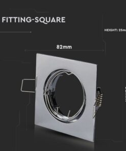 Τετράγωνος ντουί φωτιστικού, διαστάσεις 82x82mm, ύψος 25mm, μεταλλικό φινίρισμα για σποτ φωτισμού.