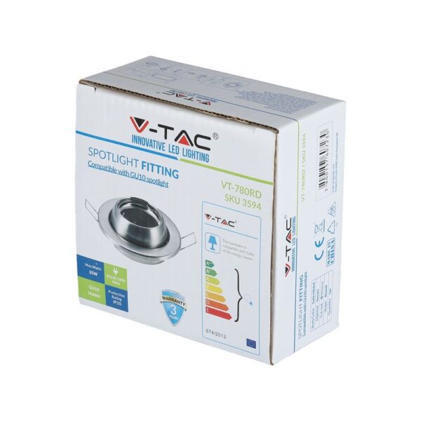 Κουτί για σποτ φωτιστικό V-TAC, VT-780RD, συμβατό με λάμπες GU10, 35W, προστασία IP20.