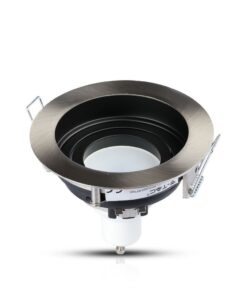 Στρογγυλό φωτιστικό σποτ οροφής χωνευτό, γκρι φινίρισμα, για μοντέρνους χώρους, συμβατό με λάμπες GU10.