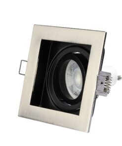 Τετράγωνο φωτιστικό σποτ, ρυθμιζόμενο, νίκελ χρώμα, μοντέρνος σχεδιασμός για οροφή, led ή halogen λάμπα.