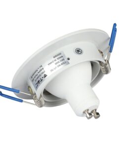 LED σποτ στρογγυλό λευκό με ελατήρια, ιδανικό για ενσωμάτωση σε οροφές, για κατευθυνόμενο φωτισμό.