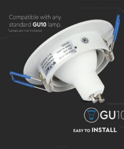 Ενσωματωμένο σποτ GU10, λευκό, εύκολη εγκατάσταση, συμβατό με λάμπες GU10 (λάμπες μη περιλαμβάνονται).
