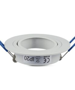 Στρογγυλό σποτ ψευδοροφής λευκό με IP20 προστασία και μπλε στηρίγματα, ιδανικό για εσωτερικά φωτιστικά.